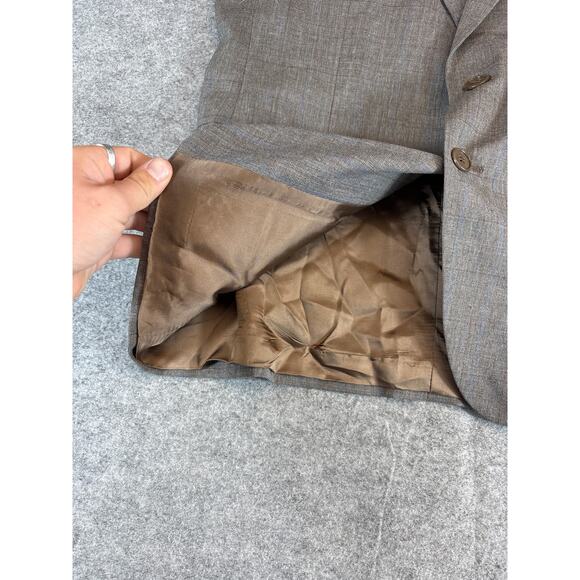 VINTAGE 70s Yves Saint Laurent Blazer Mens 38R Brown Plaid Wool Designer Preppy - Picture 7 of 10